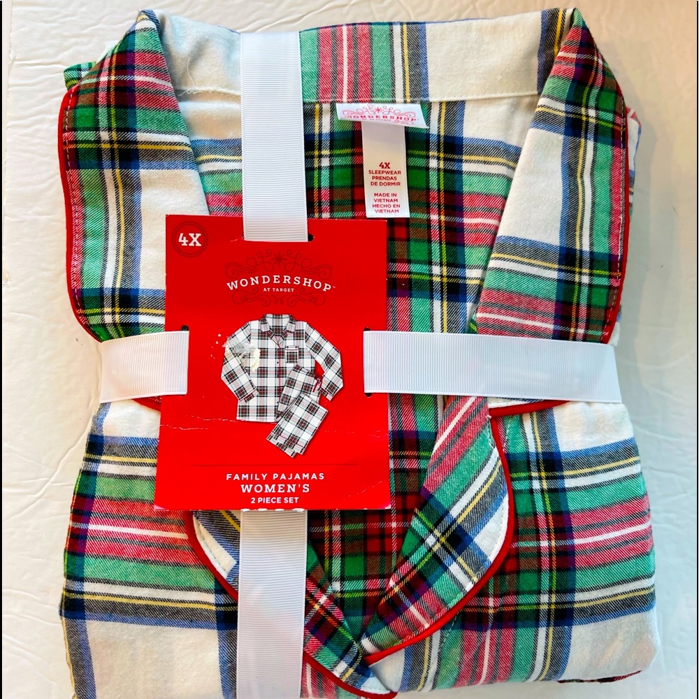 Wondershop 2-Piece Plaid Flannel Pajama Set NWT Women’s Plus Size 2X